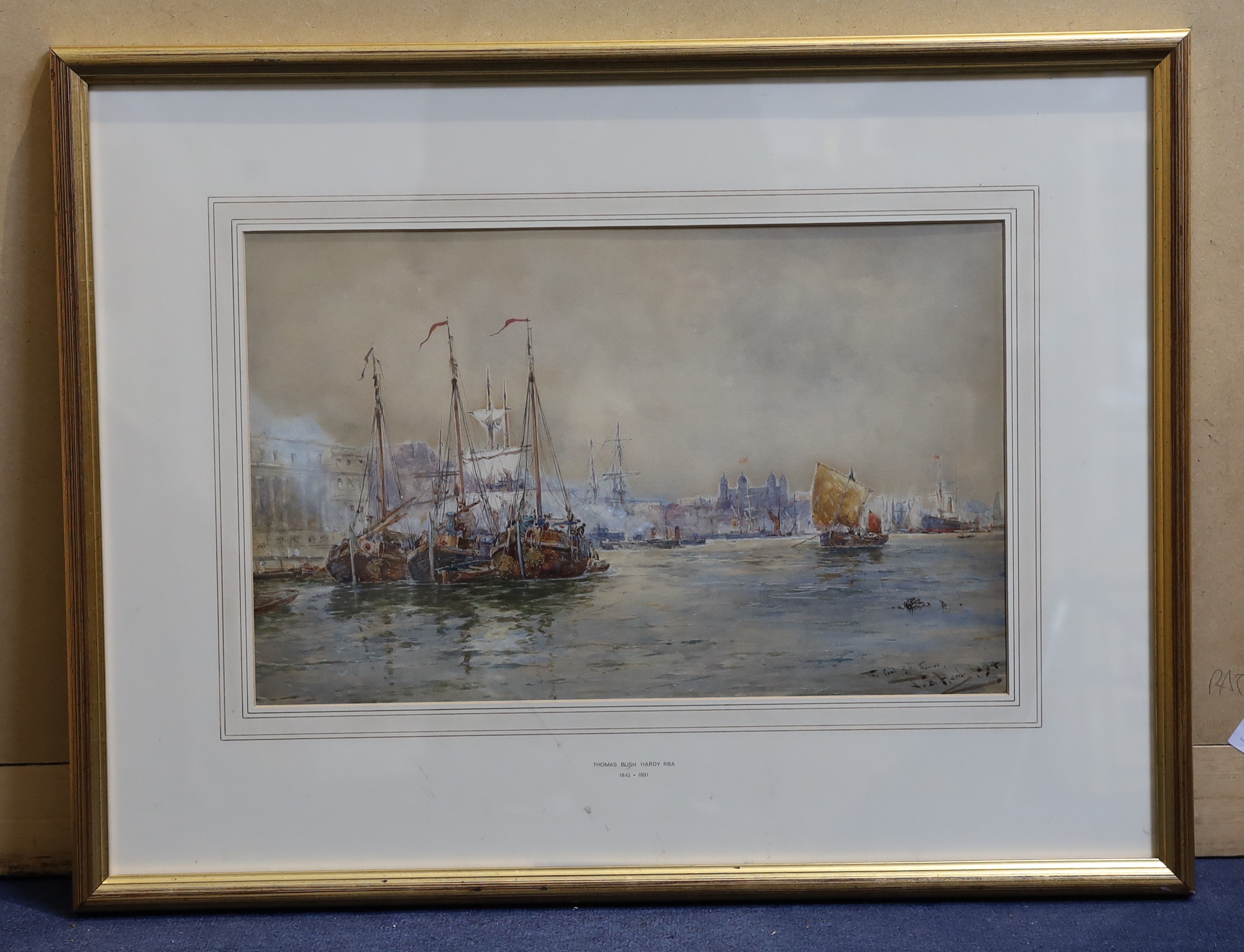 Thomas Bush Hardy (1842-1897), ‘The Pool of the Thames’, watercolour, 31 x 50cm.
